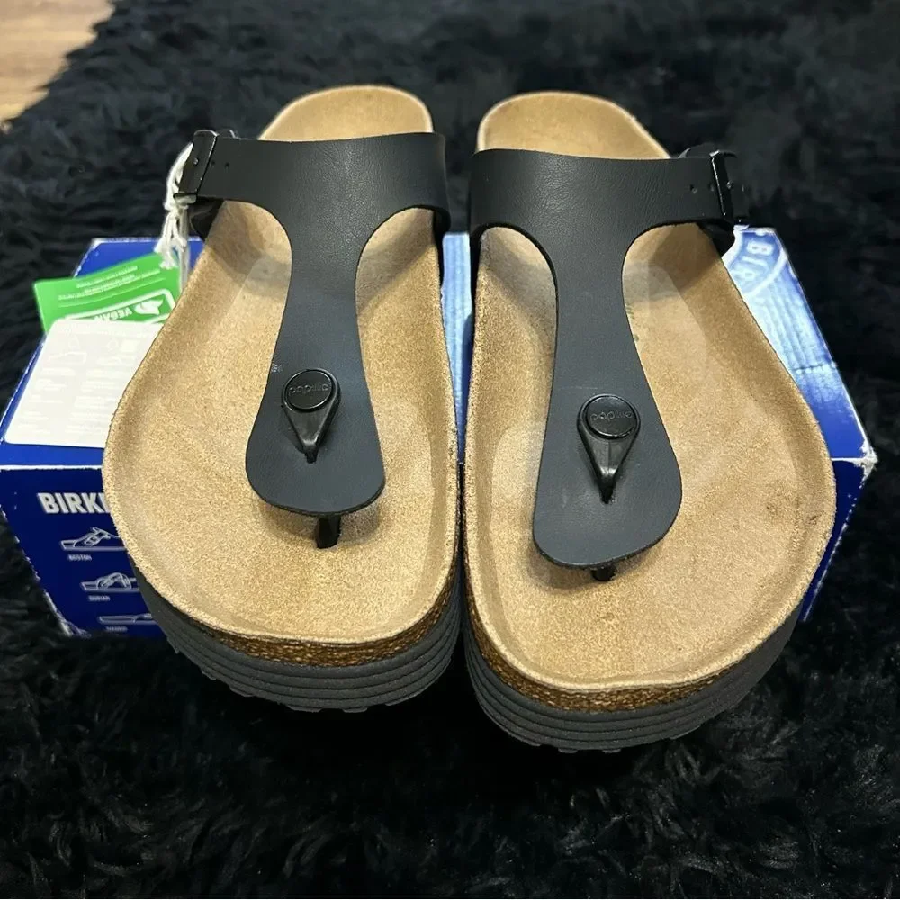 PAPILLIO by BIRKENSTOCK Gizeh black platform sandals shoes women’s eur 38 new - Picture 2 of 8